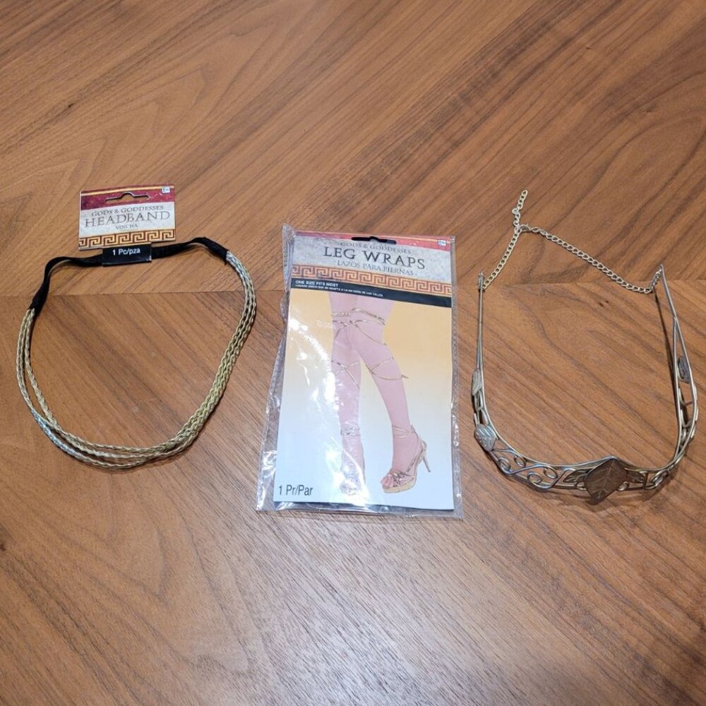 Greek Costume Accessories - Headband, Leg Wraps, Necklace/Hairpiece - Cosplay